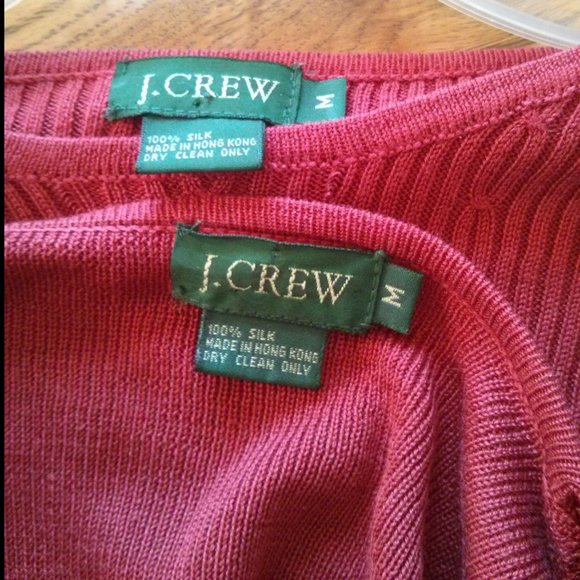 Red J Crew 100% Silk Twinset Size M Old Money Classic Preppy Academia Librarian - Picture 5 of 16